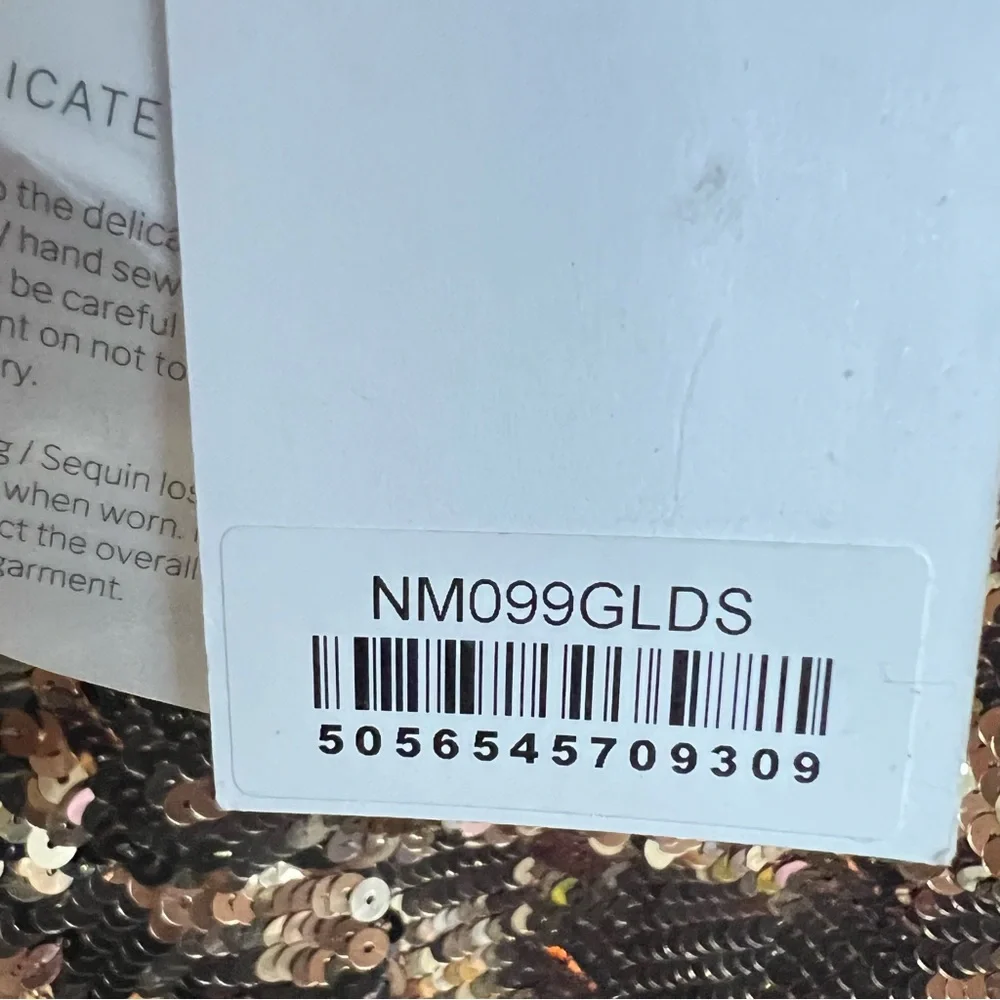 NADINE MERABI Gold Sequin One Shoulder Cocktail Dress - Picture 8 of 9